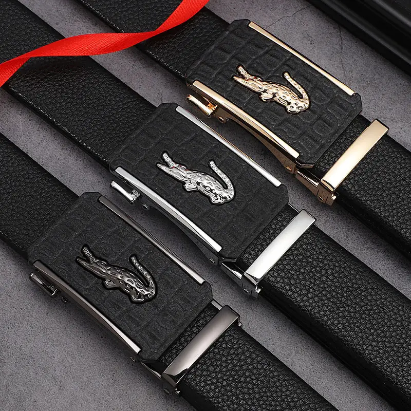 Men's Black Crocodile Belt Automatic Buckle Wholesale - Image 7
