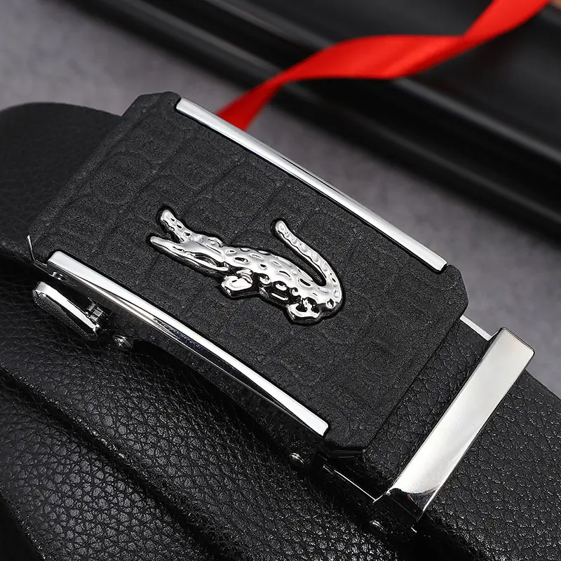 Men's Black Crocodile Belt Automatic Buckle Wholesale