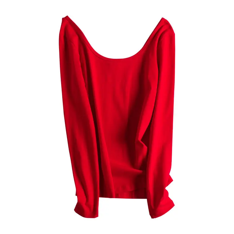 Women Blue Backless Long Sleeve Top 2023 Winter Large - Image 3