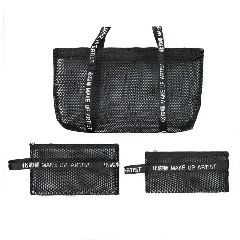 Portable Mesh Makeup Brush Bag Travel Storage Transparent - Image 7