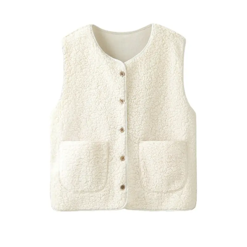 Lamb Wool Vest Women Winter Outerwear White 2023 - Image 8