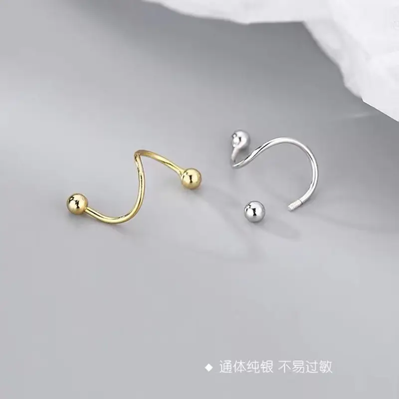 S925 Sterling Silver Simple Spring Earrings for Women