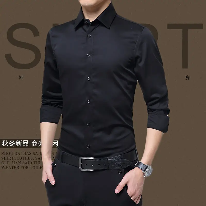 Autumn Men's Red Slim Fit Button Down Shirt