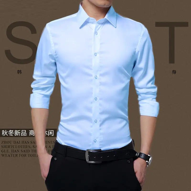 Autumn Men's Red Slim Fit Button Down Shirt