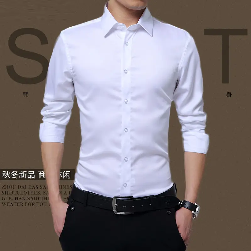 Autumn Men's Red Slim Fit Button Down Shirt