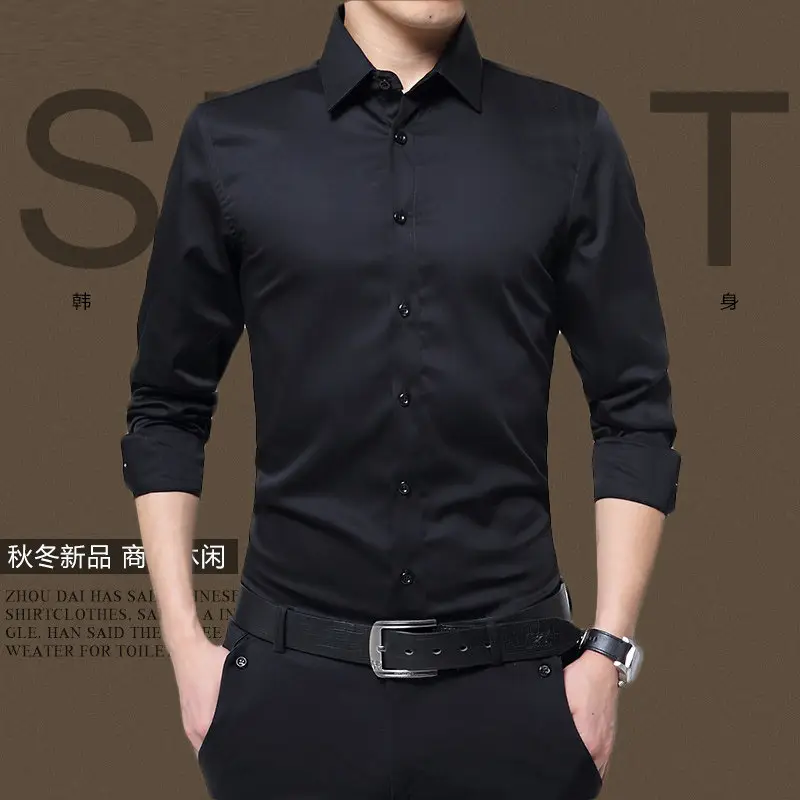 Autumn Men's Red Slim Fit Button Down Shirt