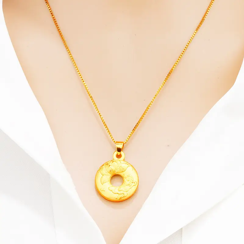 Vietnam Sand Gold Ancient Law Ping Buckle Pendant
