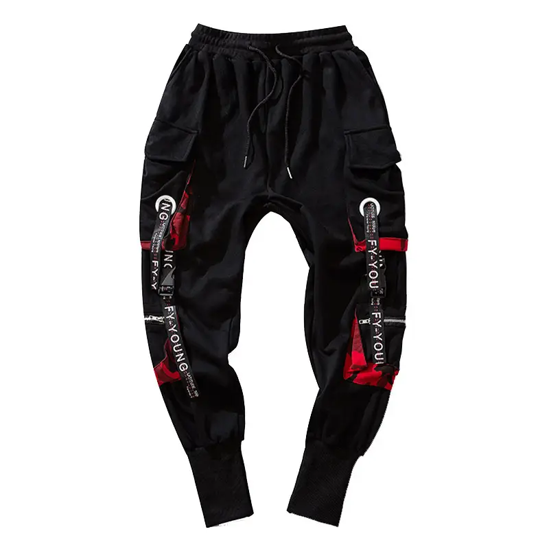 Men Black Korean Style Hip-hop Cargo Pants - Image 6