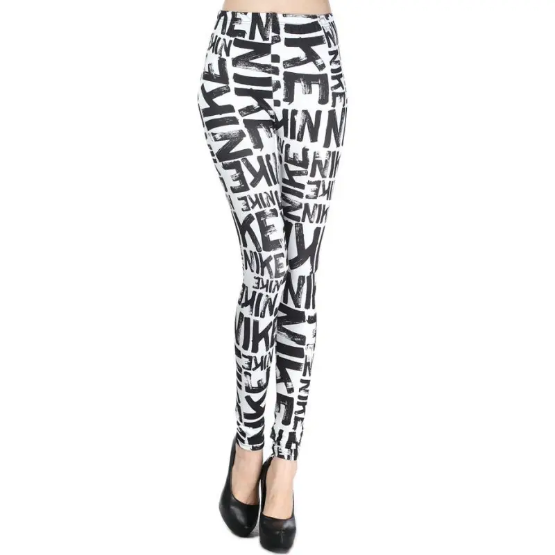English Letter Printed Leggings Large Elastic Winter Wear
