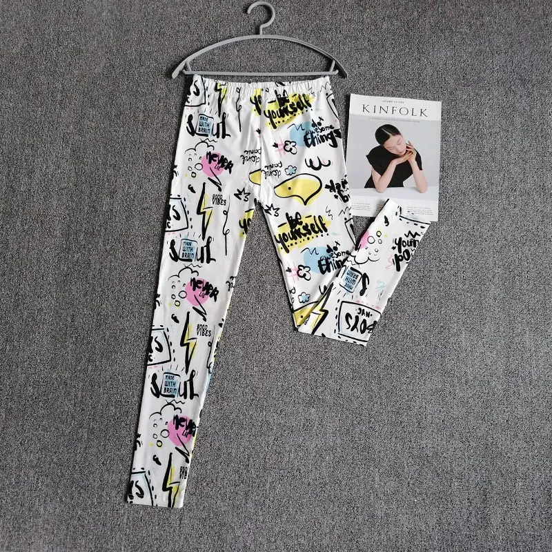 English Letter Printed Leggings Large Elastic Winter Wear