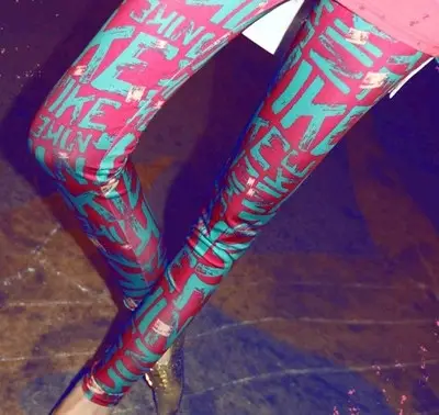 English Letter Printed Leggings Large Elastic Winter Wear