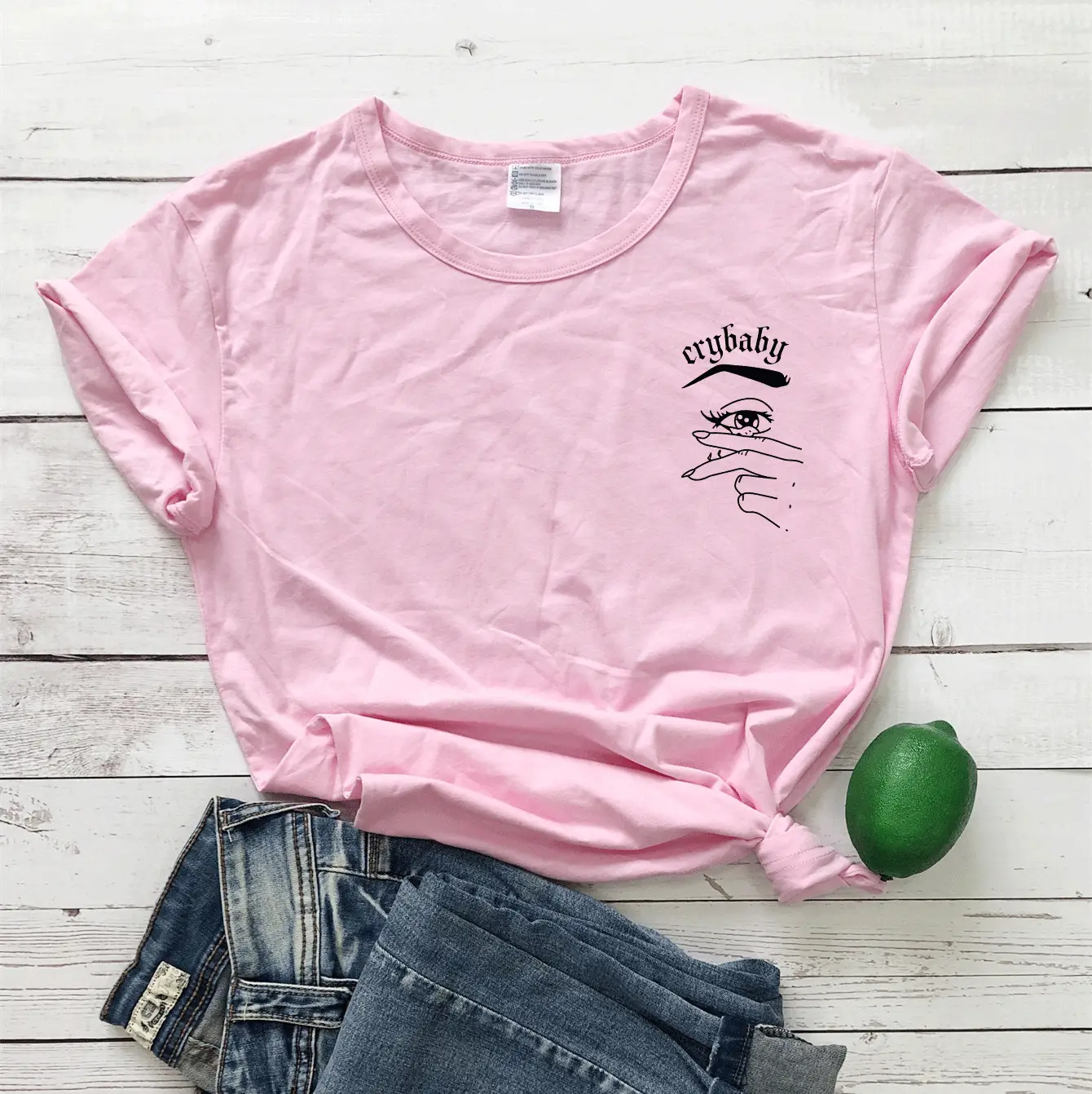 Gray T-Shirt with "Tears" Print Small Design - Image 4