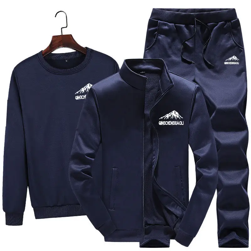 Men Black 3-Piece Sweatshirt Track Suit Spring Autumn - Image 3