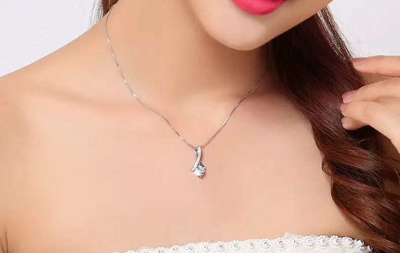 Silver Plated Zircon Micro-Inlay Korean Clavicle Necklace — feature 7