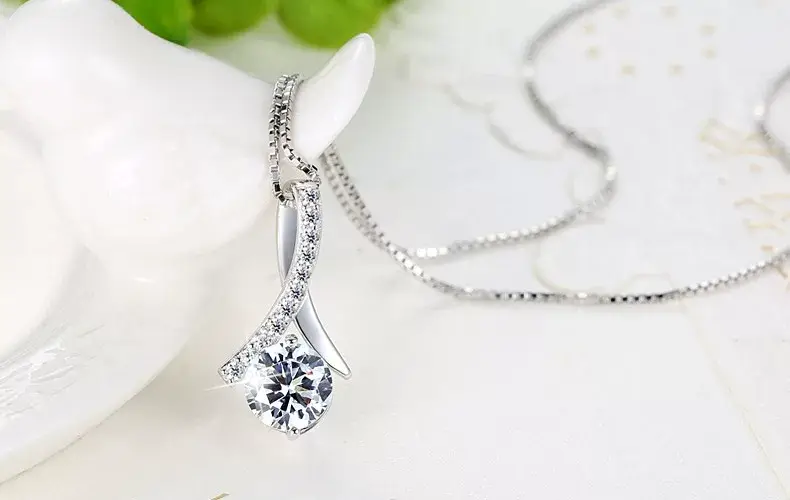 Silver Plated Zircon Micro-Inlay Korean Clavicle Necklace — feature 8