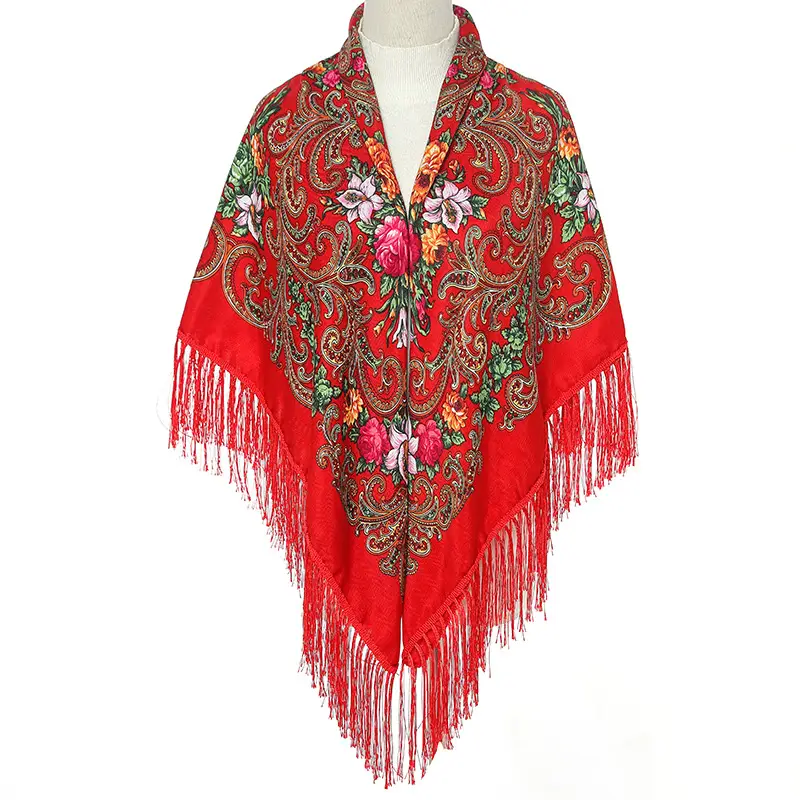 Russian Muslim Warm Shawl Scarf Women Xinjiang Printed Tassel Large - Image 11