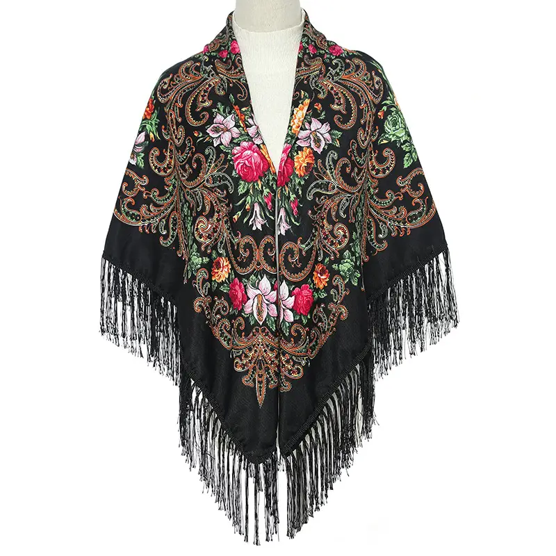 Russian Muslim Warm Shawl Scarf Women Xinjiang Printed Tassel Large - Image 12