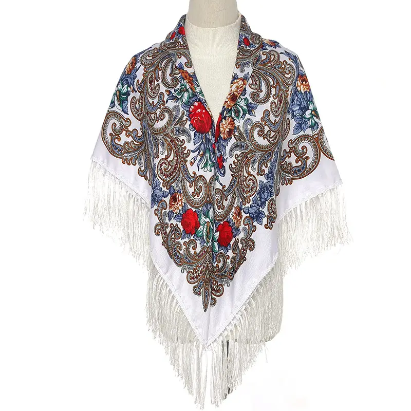 Russian Muslim Warm Shawl Scarf Women Xinjiang Printed Tassel Large - Image 3