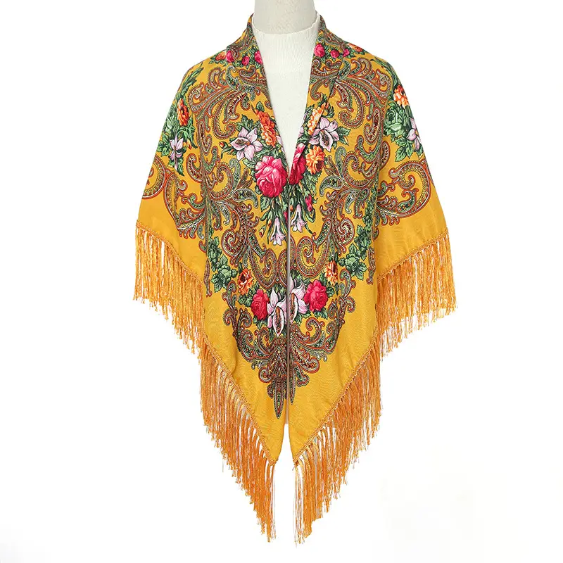 Russian Muslim Warm Shawl Scarf Women Xinjiang Printed Tassel Large - Image 5
