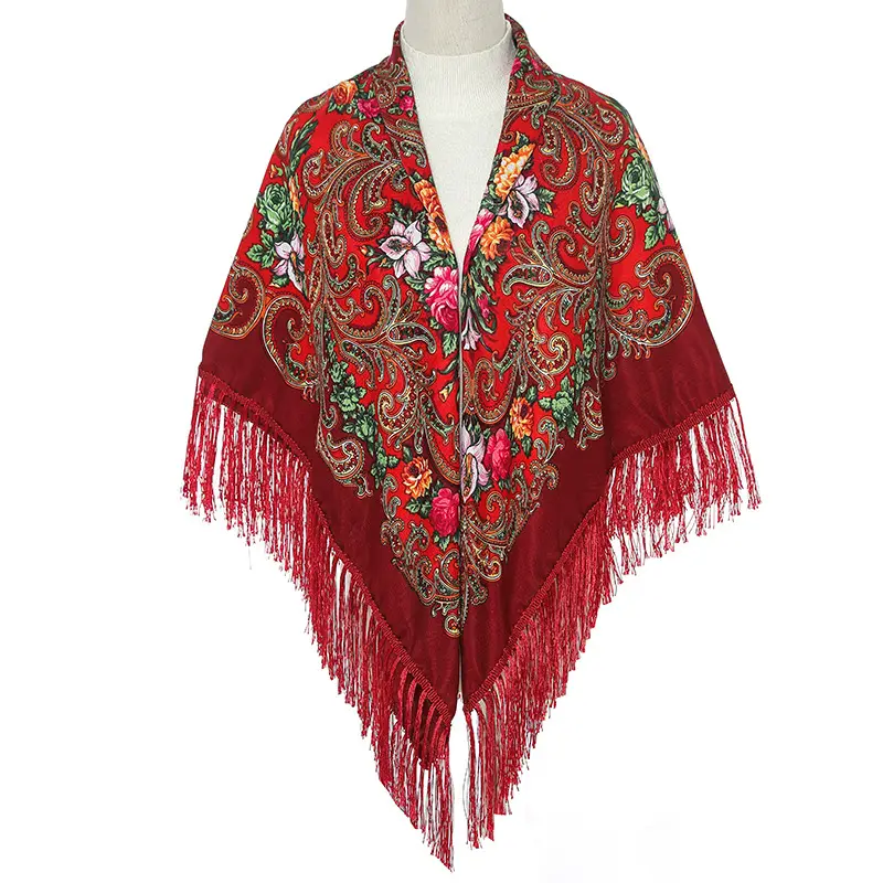Russian Muslim Warm Shawl Scarf Women Xinjiang Printed Tassel Large - Image 6