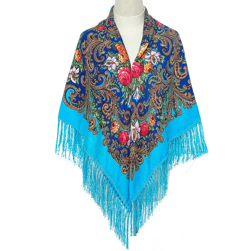 Russian Muslim Warm Shawl Scarf Women Xinjiang Printed Tassel Large - Image 7