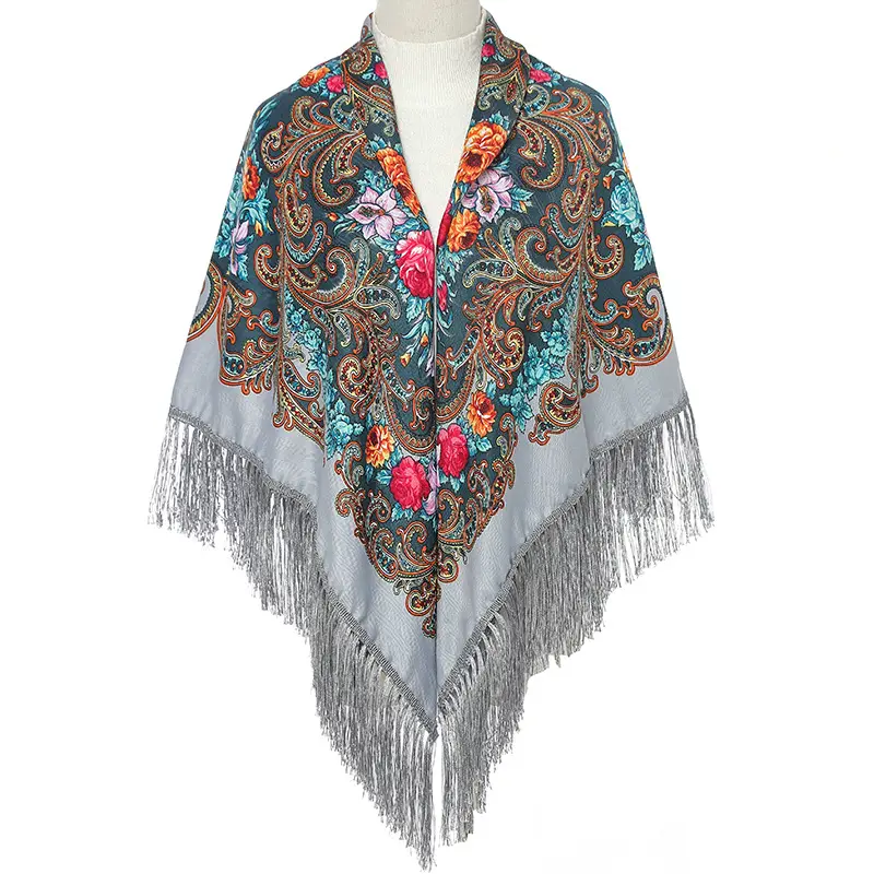 Russian Muslim Warm Shawl Scarf Women Xinjiang Printed Tassel Large - Image 8