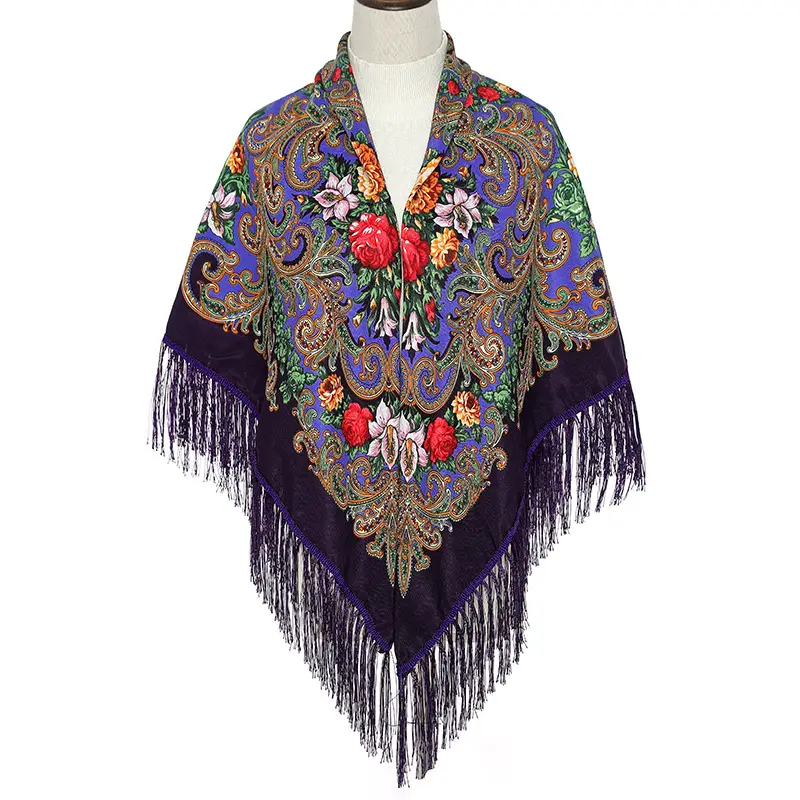 Russian Muslim Warm Shawl Scarf Women Xinjiang Printed Tassel Large - Image 9