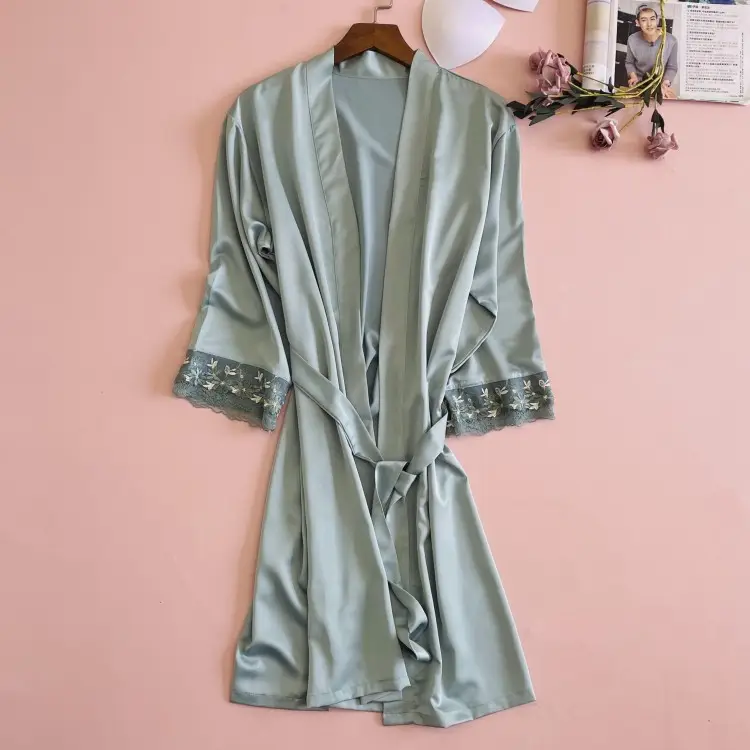 White Embroidered Silk Nightgown for Women - Image 8