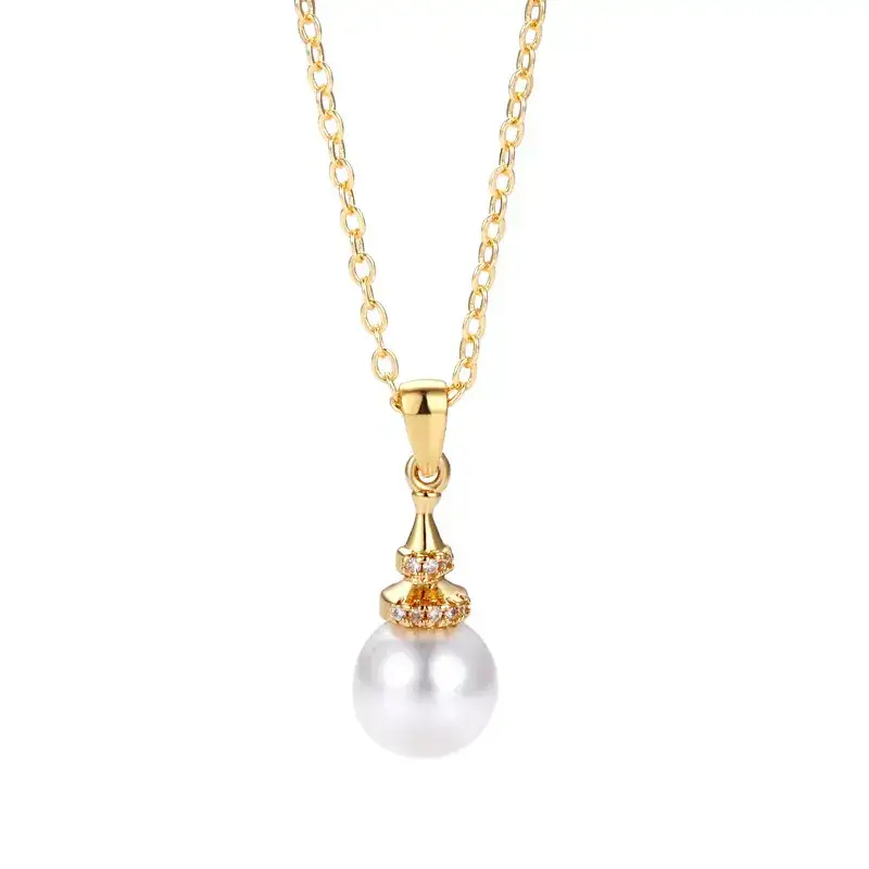 Gold Pearl Pendant Necklace for Women