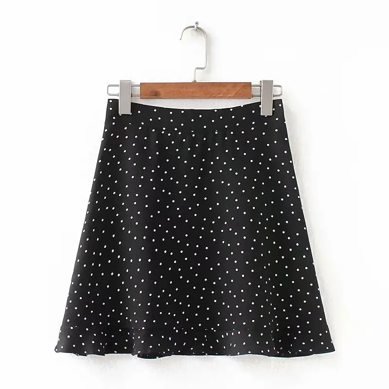 Black Polka Dot High Waist Mini Skirt - Image 7