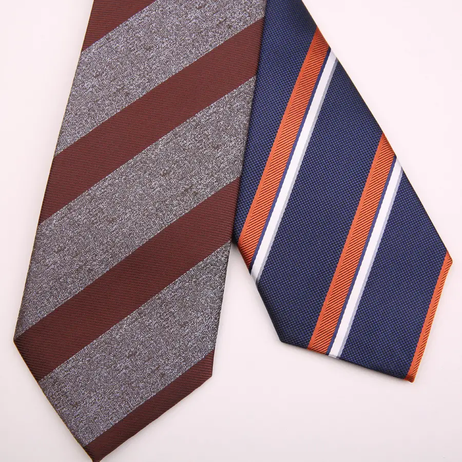 Men's 8cm Striped Hand Tie Navy Blue - Image 10