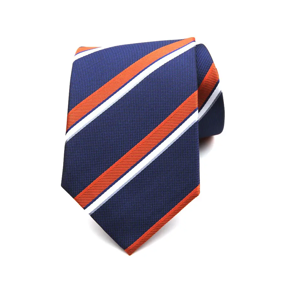 Men's 8cm Striped Hand Tie Navy Blue - Image 12