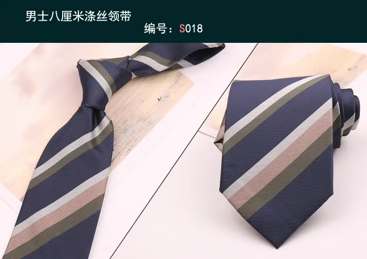 Men's 8cm Striped Hand Tie Navy Blue - Image 5