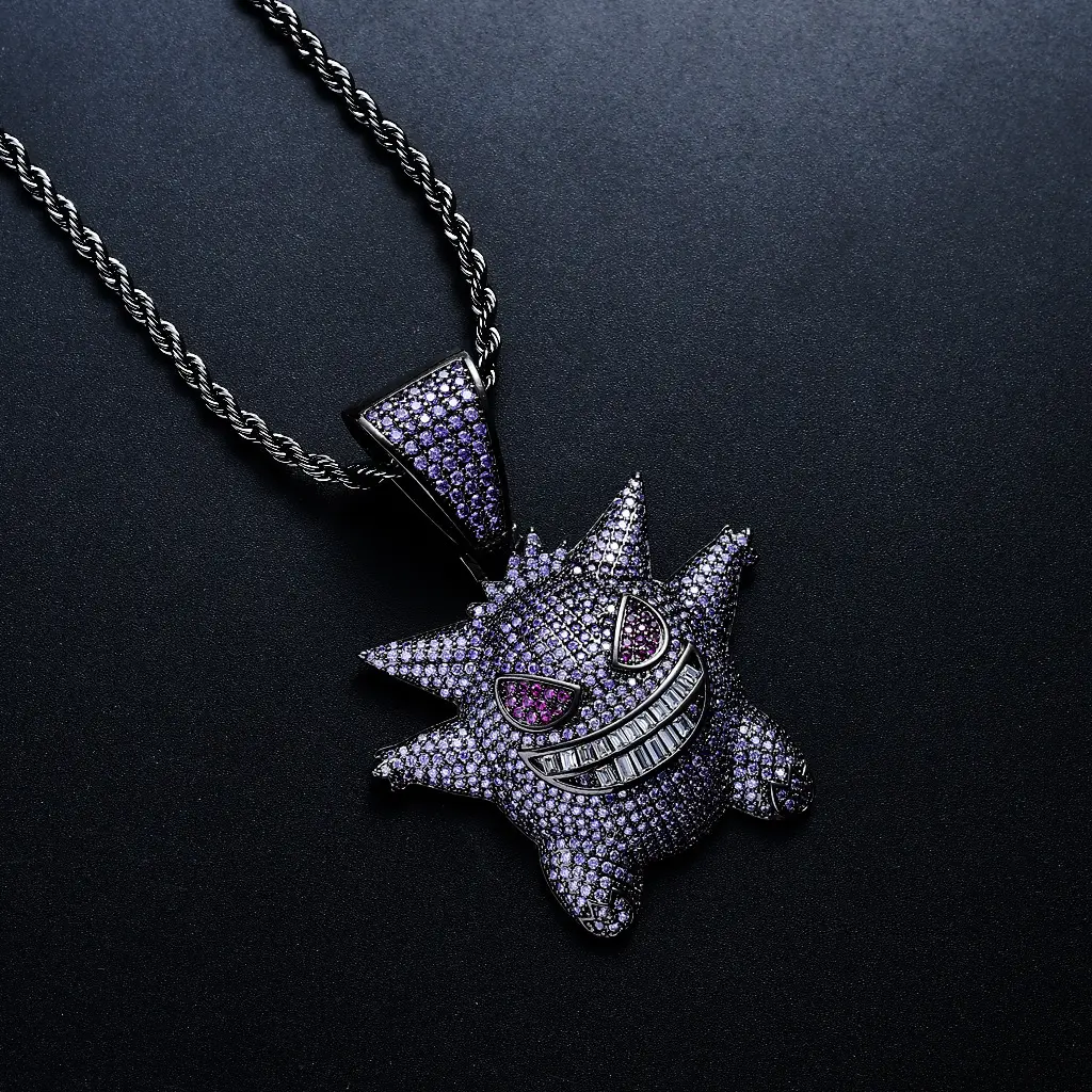European American Pokemon Full Diamond Necklace 18K Gold Plated - Image 6