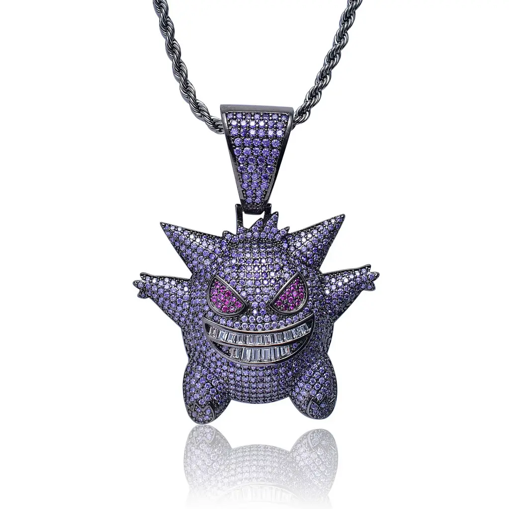 European American Pokemon Full Diamond Necklace 18K Gold Plated - Image 3