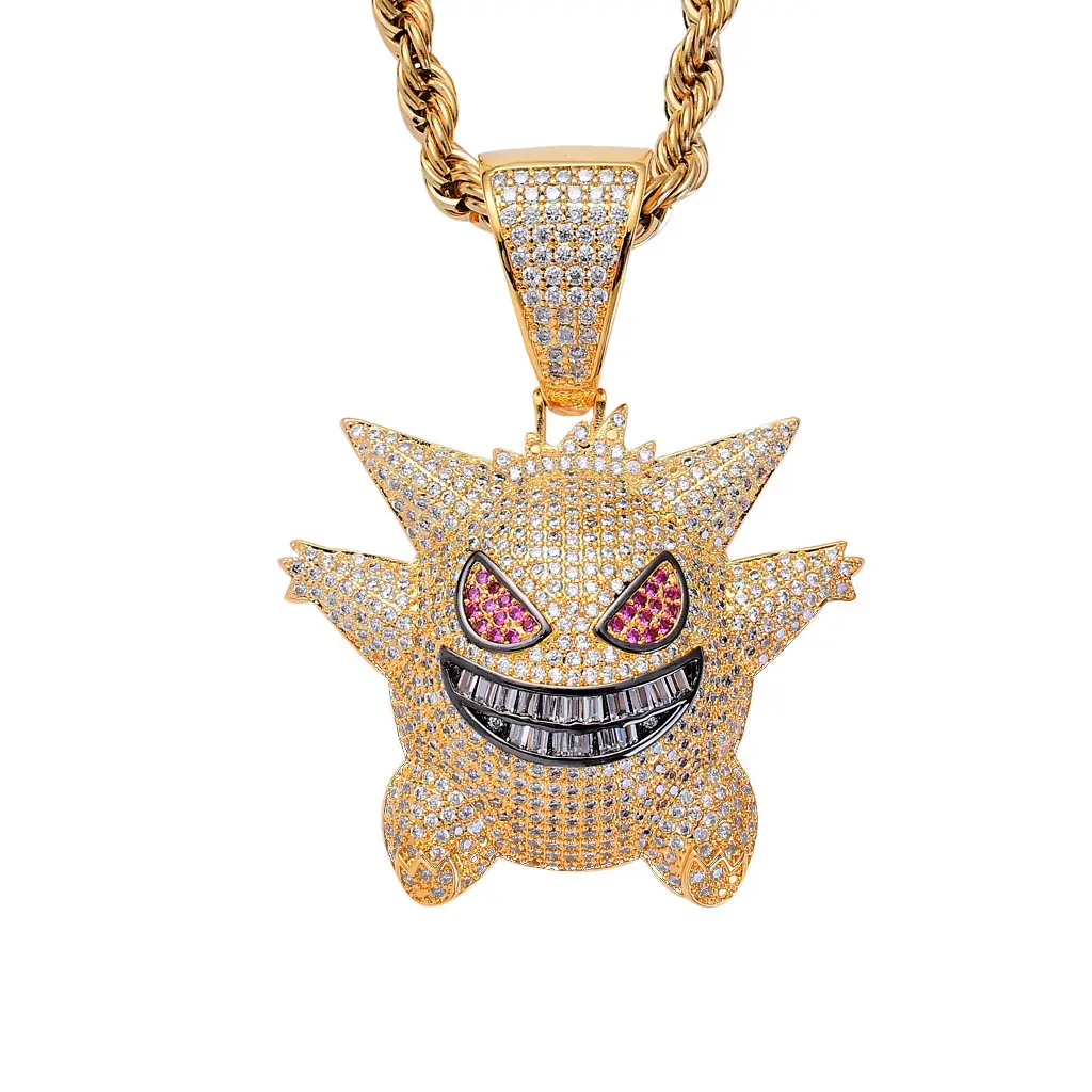 European American Pokemon Full Diamond Necklace 18K Gold Plated — feature 12