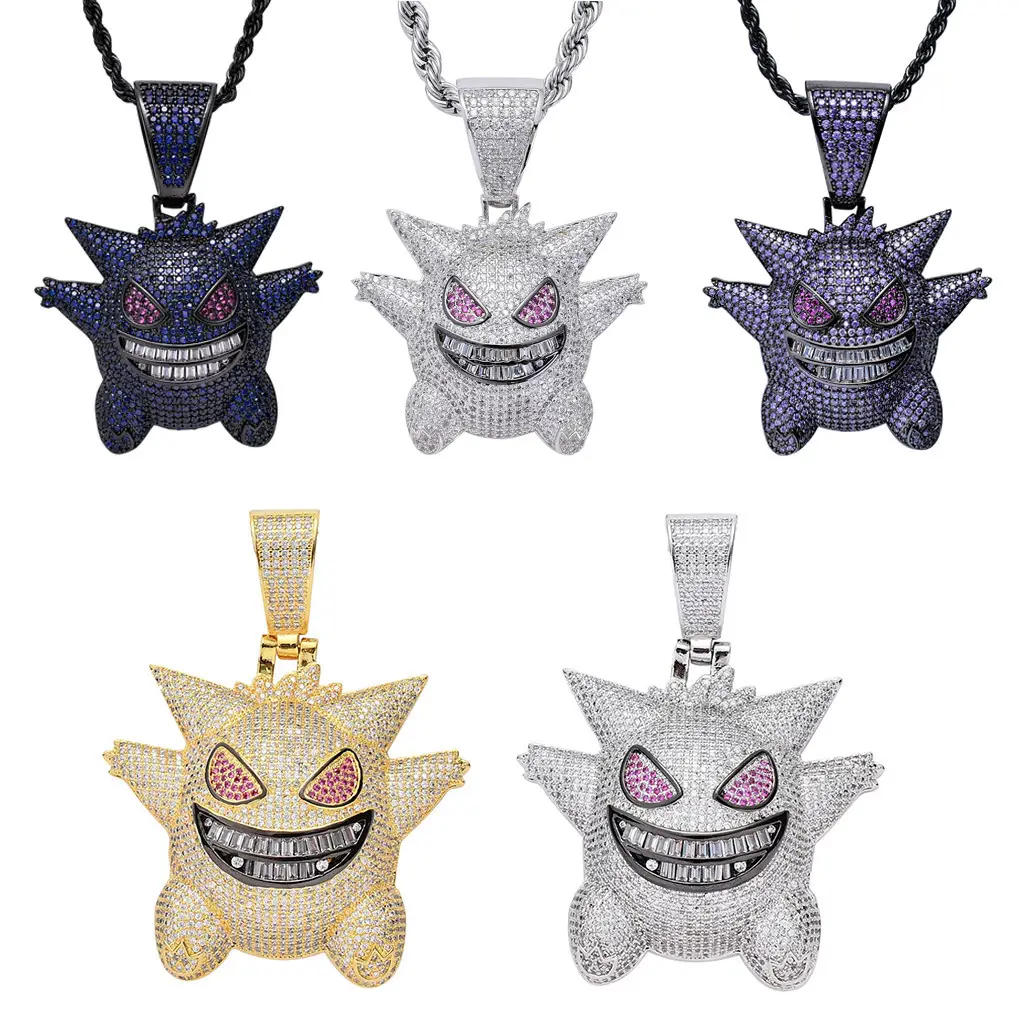European American Pokemon Full Diamond Necklace 18K Gold Plated — feature 13