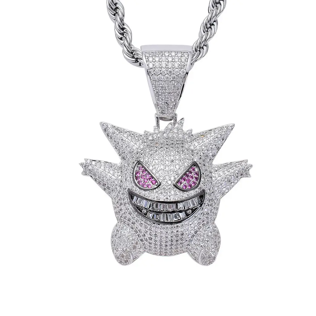European American Pokemon Full Diamond Necklace 18K Gold Plated - Image 2