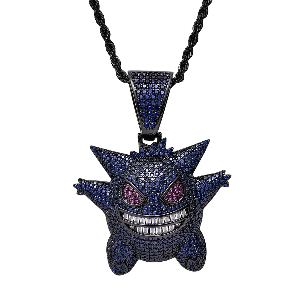 European American Pokemon Full Diamond Necklace 18K Gold Plated - Image 4