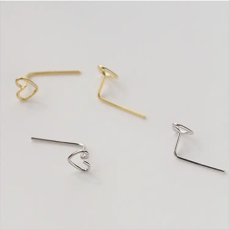 Cut Out Heart Ear Sticks for Women Silver - Image 4
