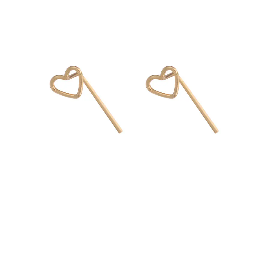 Cut Out Heart Ear Sticks for Women Silver - Image 5