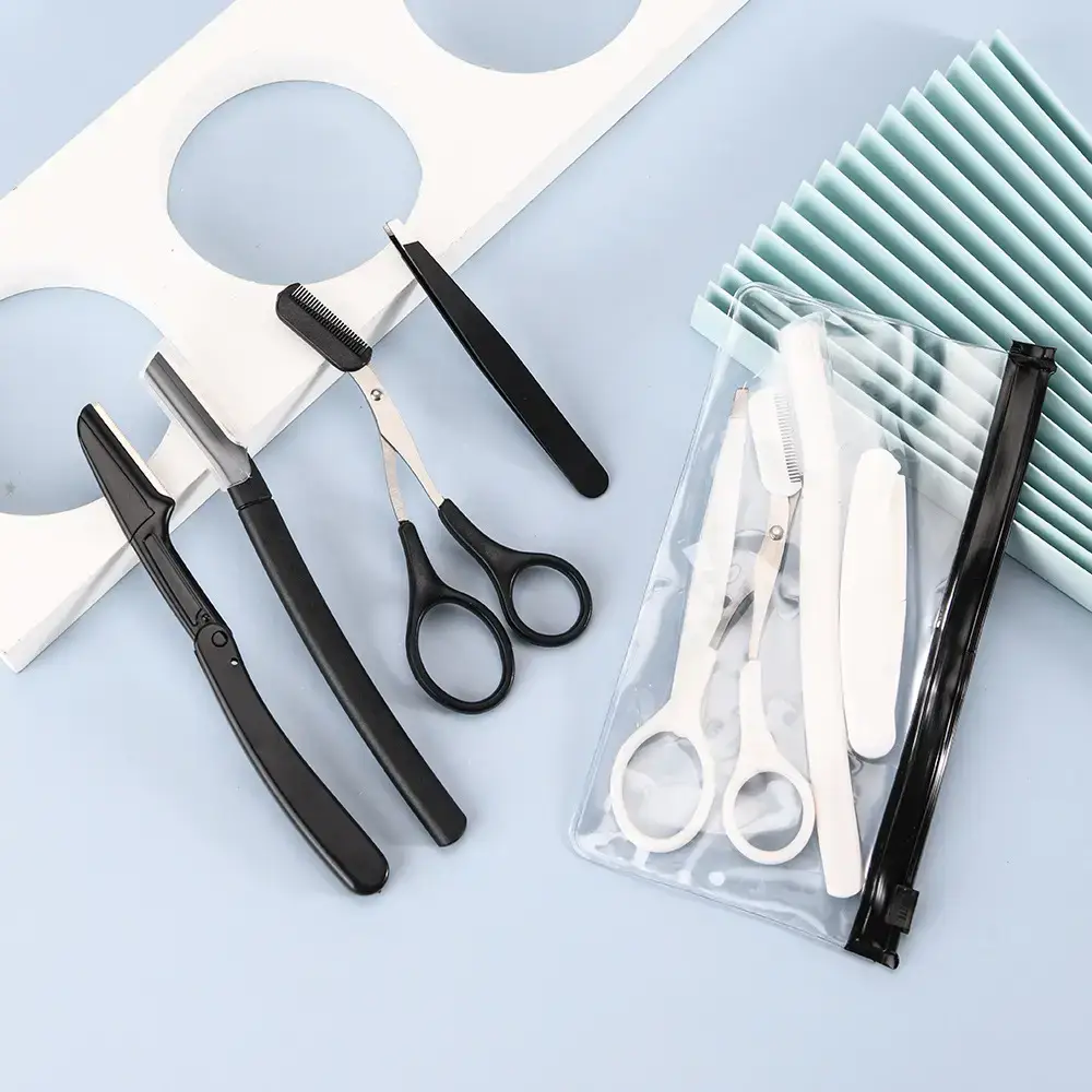 New Milk White Eyebrow Trimming Knife 4-Piece Set - Image 7