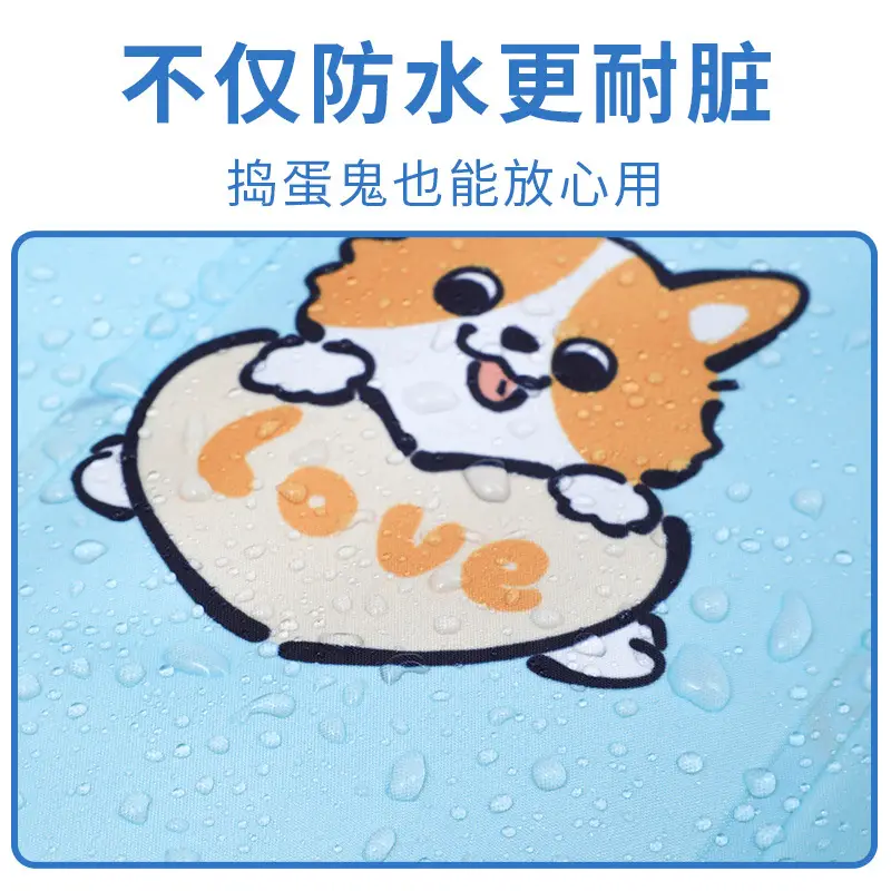 Pet Cooling Sleep Mat Blue Corgi Print - Image 21