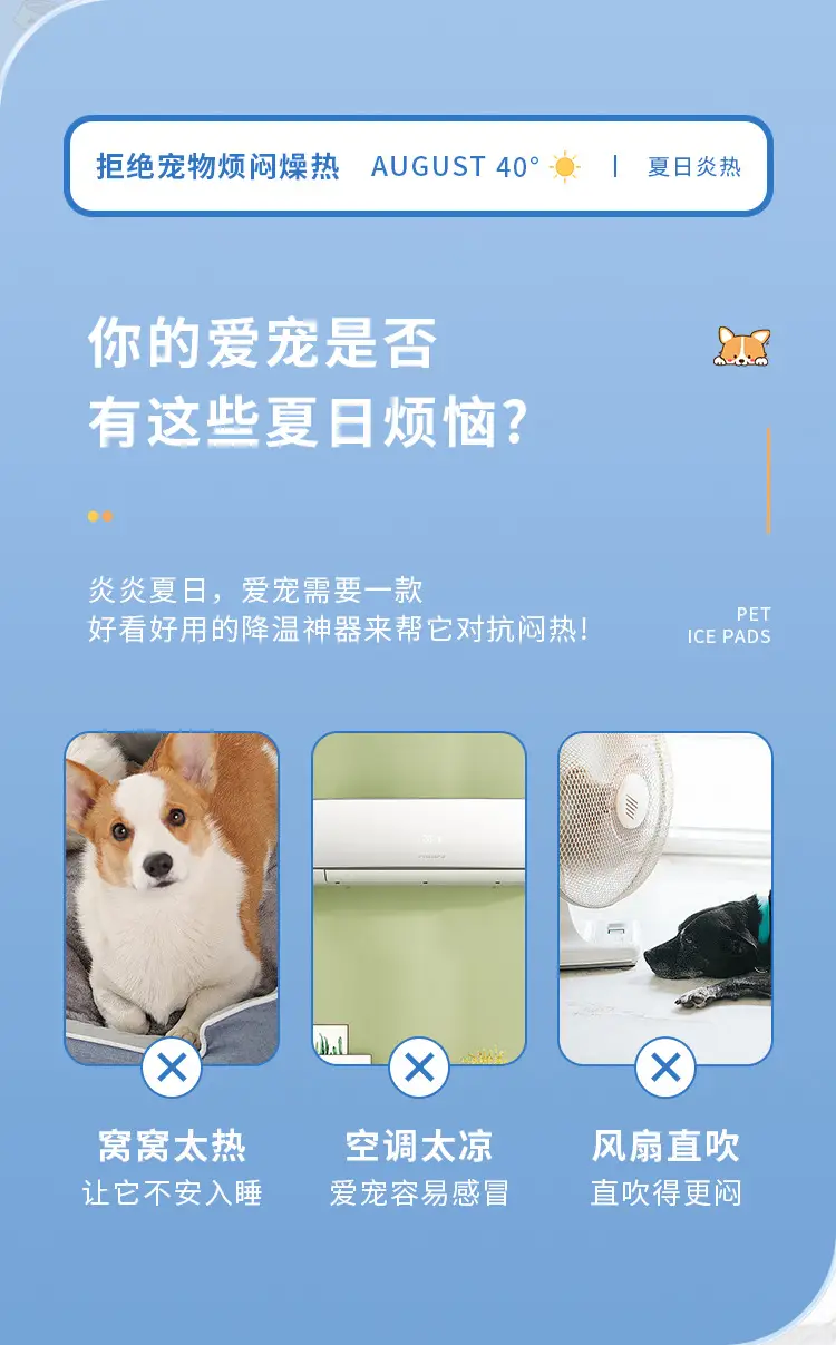 Pet Cooling Sleep Mat Blue Corgi Print — feature 4