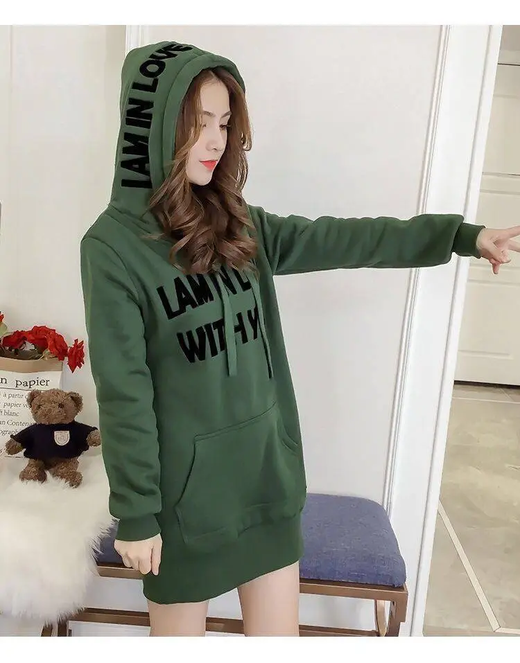Women's Fleece Hoodie Korean Style Loose Fit Pink — feature 6