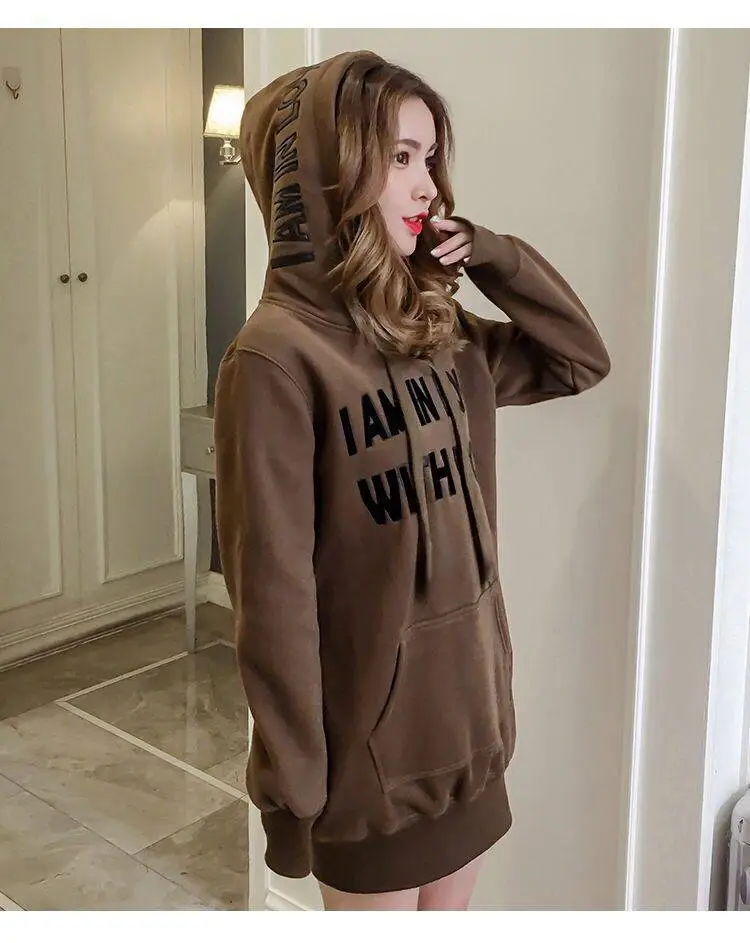 Women's Fleece Hoodie Korean Style Loose Fit Pink — feature 9