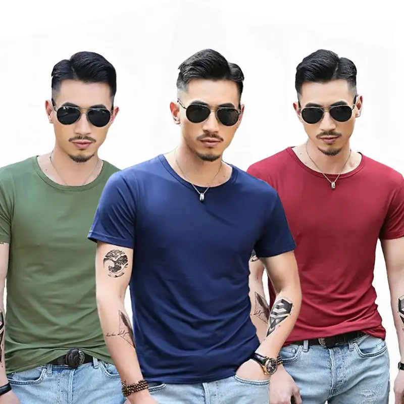 Men V-Neck T-Shirt Green Casual Wear 2020 - Image 14