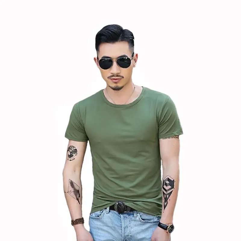 Men V-Neck T-Shirt Green Casual Wear 2020 - Image 3