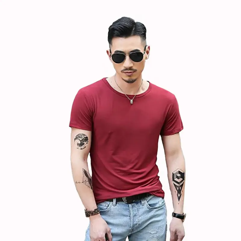 Men V-Neck T-Shirt Green Casual Wear 2020 - Image 4
