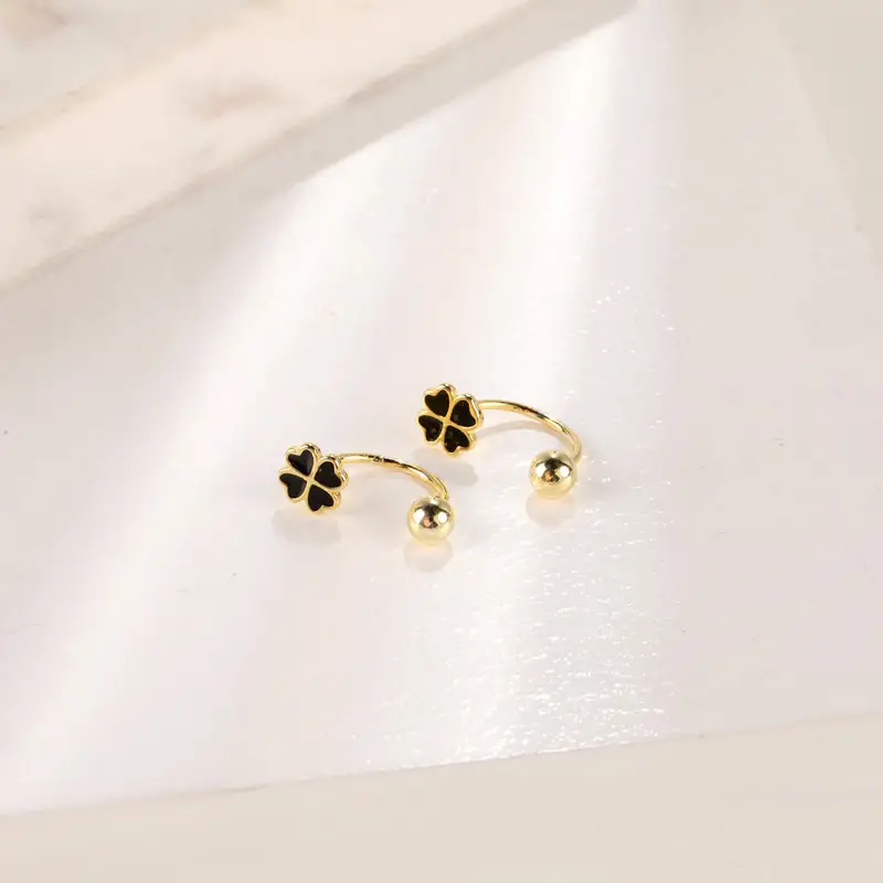 S925 Gold Clover Earrings for Women - Image 2